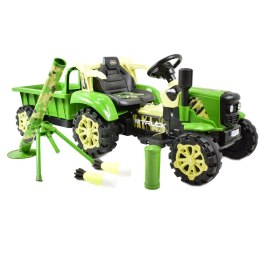traktor na akumulator zielony z przyczepą + moździerz, miękkie siedzenie,pilot/hsd6606