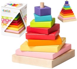 Piramida piramidka kolorowa drewniana wzory edukac