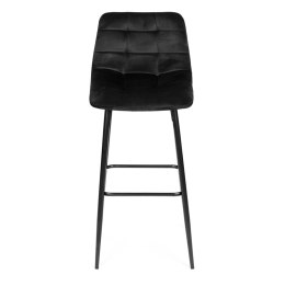 Hoker stołek barowy wysokie krzesło podnóżek welur czarny
