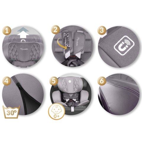 Fotelik samochodowy Nukido Prestige Line szary 0-36 kg ISOFIX