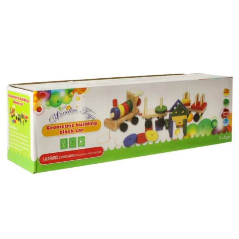 Sorter drewniany układanka zręcznościowa pociąg lokomotywa +wagony