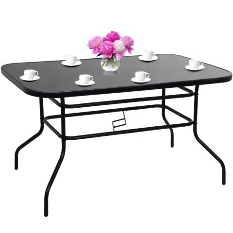 Stół ogrodowy szklany 120x70 cm na taras ogród szkło hartowane czarny