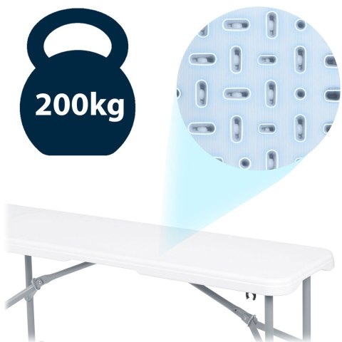 Zestaw ogrodowy składany ławka + 2 ławki 180 cm Plonos biały
