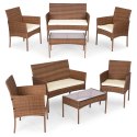 Komplet mebli ogrodowych z technorattanu ławka stolik krzesła brązowy MultiGarden