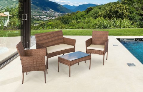 Komplet mebli ogrodowych z technorattanu ławka stolik krzesła brązowy MultiGarden