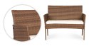 Komplet mebli ogrodowych z technorattanu ławka stolik krzesła brązowy MultiGarden
