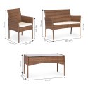 Komplet mebli ogrodowych z technorattanu ławka stolik krzesła brązowy MultiGarden