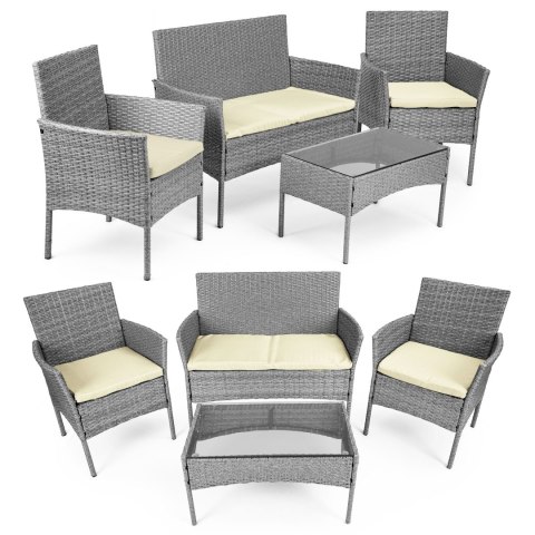 Komplet mebli ogrodowych z technorattanu ławka stolik krzesła szary MultiGarden