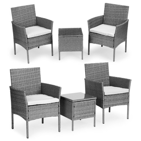 Komplet mebli ogrodowych z technorattanu stolik krzesła szary MultiGarden