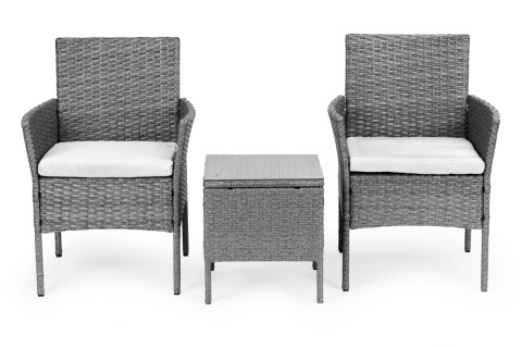 Komplet mebli ogrodowych z technorattanu stolik krzesła szary MultiGarden