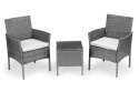 Komplet mebli ogrodowych z technorattanu stolik krzesła szary MultiGarden