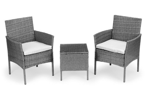 Komplet mebli ogrodowych z technorattanu stolik krzesła szary MultiGarden