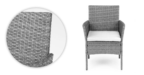 Komplet mebli ogrodowych z technorattanu stolik krzesła szary MultiGarden