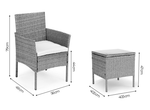 Komplet mebli ogrodowych z technorattanu stolik krzesła szary MultiGarden