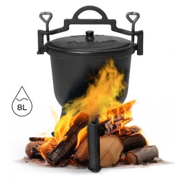 Kociołek żeliwny stojący 8L garnek myśliwski ognisko grill