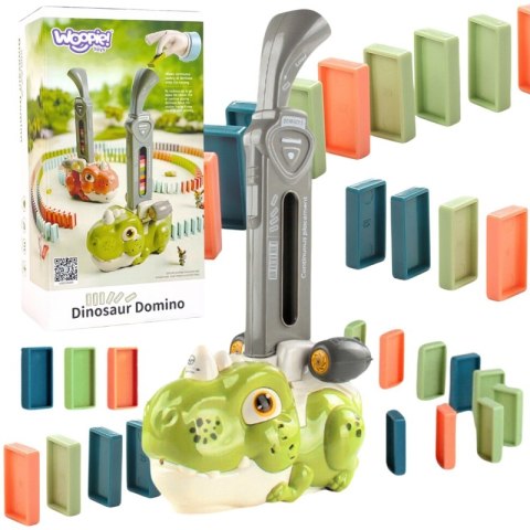 WOOPIE Elektryczna Ciuchcia Lokomotywa do Klocków Domino Dinozaur Zielony - ZESTAW 8 SZT.