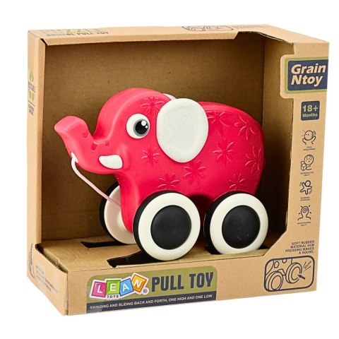 Słonik Zabawka Do Ciągnięcia Na Sznurku Piszczałka Eko Czerwony