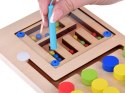 Drewniana układanka z 4 kolorowymi kulkami i magnetycznym rysikiem