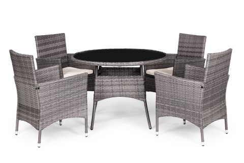Komplet mebli ogrodowych z technorattanu 4 krzesła + okrągły stolik MultiGarden