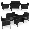 Komplet mebli ogrodowych z technorattanu ławka stolik krzesła czarny MultiGarden