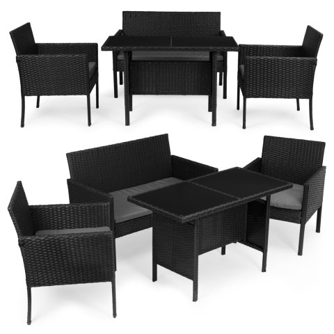 Komplet mebli ogrodowych z technorattanu ławka stolik krzesła czarny MultiGarden