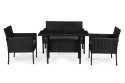 Komplet mebli ogrodowych z technorattanu ławka stolik krzesła czarny MultiGarden