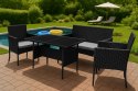 Komplet mebli ogrodowych z technorattanu ławka stolik krzesła czarny MultiGarden