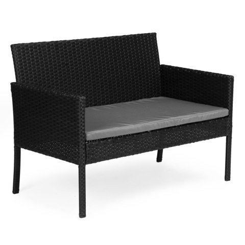 Komplet mebli ogrodowych z technorattanu ławka stolik krzesła czarny MultiGarden