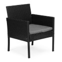 Komplet mebli ogrodowych z technorattanu ławka stolik krzesła czarny MultiGarden