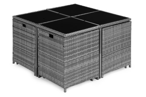 Komplet mebli ogrodowych z technorattanu 4 fotele 4 pufy stolik MultiGarden