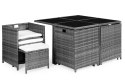 Komplet mebli ogrodowych z technorattanu 4 fotele 4 pufy stolik MultiGarden