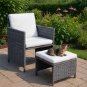 Komplet mebli ogrodowych z technorattanu 4 fotele 4 pufy stolik MultiGarden