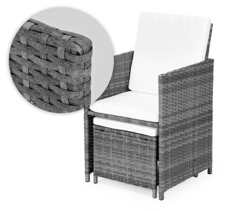 Komplet mebli ogrodowych z technorattanu 4 fotele 4 pufy stolik MultiGarden