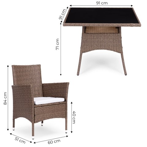 Komplet mebli ogrodowych z technorattanu 4 krzesła + stół MultiGarden