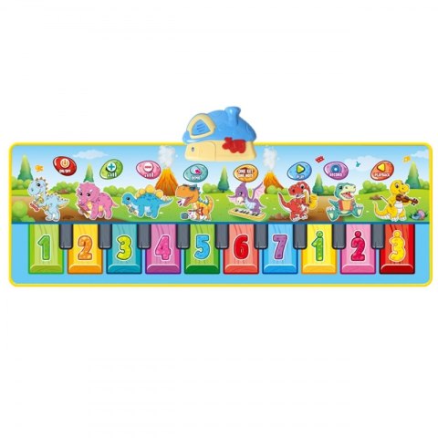 WOOPIE Mata Muzyczna XXL Dinusie 2w1 Pianinko 8 Melodii 110cm