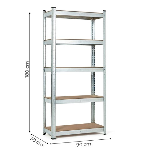 Regał magazynowy 180x90x30 cm stal galwanizowana 5 półek 875 kg ModernHome