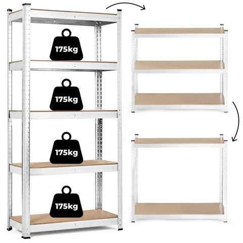 Regał magazynowy 205x120x45 cm stal galwanizowana 5 półek 875 kg ModernHome