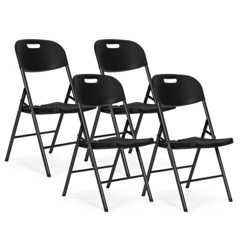 Komplet 4 krzeseł składanych zestaw cateringowy metal HDPE czarne