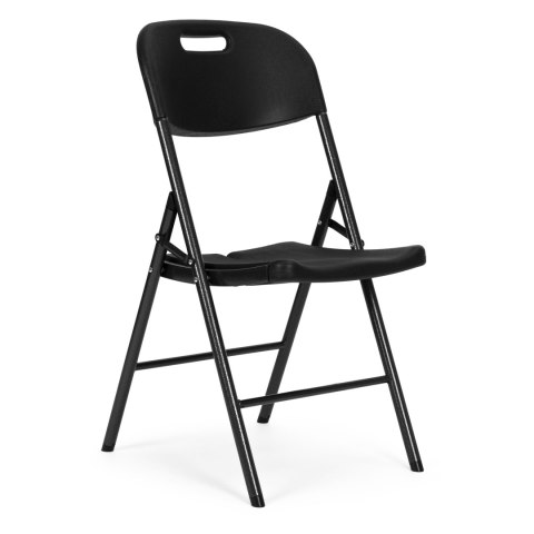 Komplet 4 krzeseł składanych zestaw cateringowy metal HDPE czarne