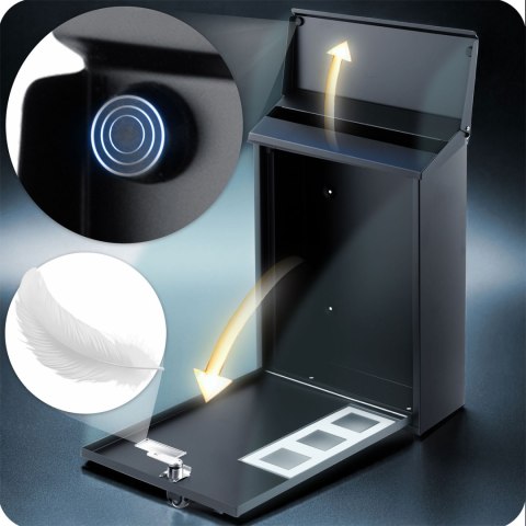 Skrzynka na listy 39x25,5x12 cm czarna HM-864