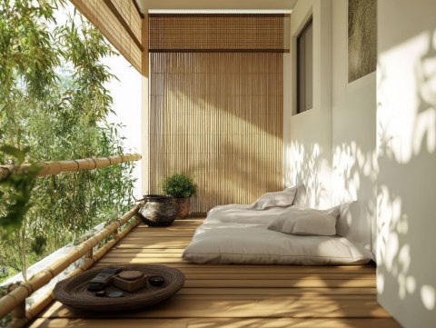 Dwustronna mata bambusowa 150x500 cm na balkon taras ogrodzenie naturalna MultiGarden