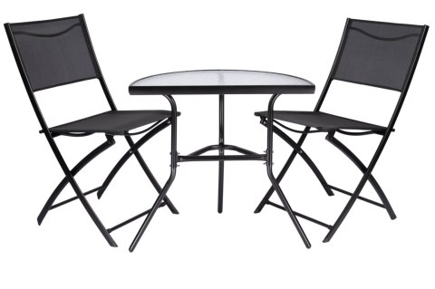 Stolik szklany kawowy na balkon taras patio półokrągły czarny