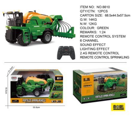 Kombajn R/C 1:24 Zielony z Funkcją Świateł i Dźwięku