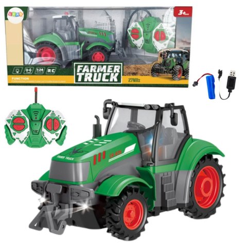 Ciągnik Traktor Rolniczy Zdalnie Sterowany RC Zielony 1:24