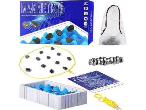 Gra Szachy Kamienie Magnetyczne Planszowa, Magnetyczna Gra Strategiczna, Magnetic Chess + Podkładka