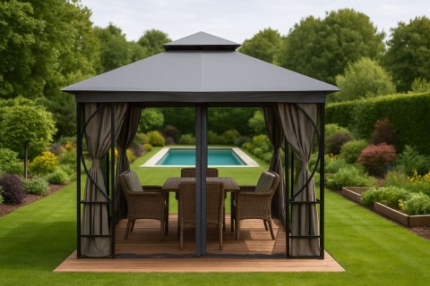 Moskitiera do pawilonu ogrodowego 3x3 m siatka z zamkami błyskawicznymi MultiGarden