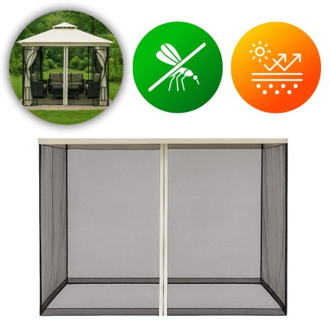Moskitiera do pawilonu ogrodowego 3x3 m siatka z zamkami błyskawicznymi MultiGarden
