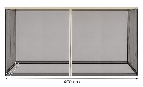 Moskitiera do pawilonu ogrodowego 3x4 m siatka z zamkami błyskawicznymi MultiGarden