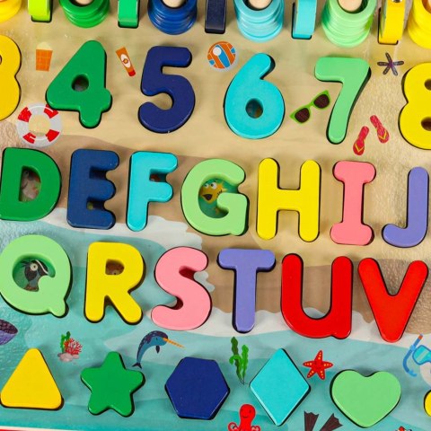 Liczydło drewniane rybki łowienie rybek alfabet cyfry