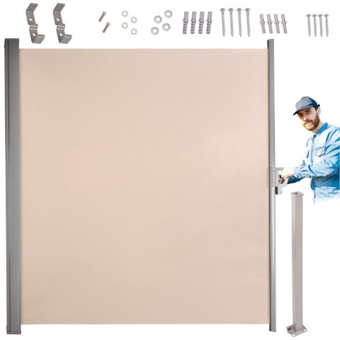 Markiza boczna tarasowa LUARO parawan zwijana 180 x 400 cm beżowa